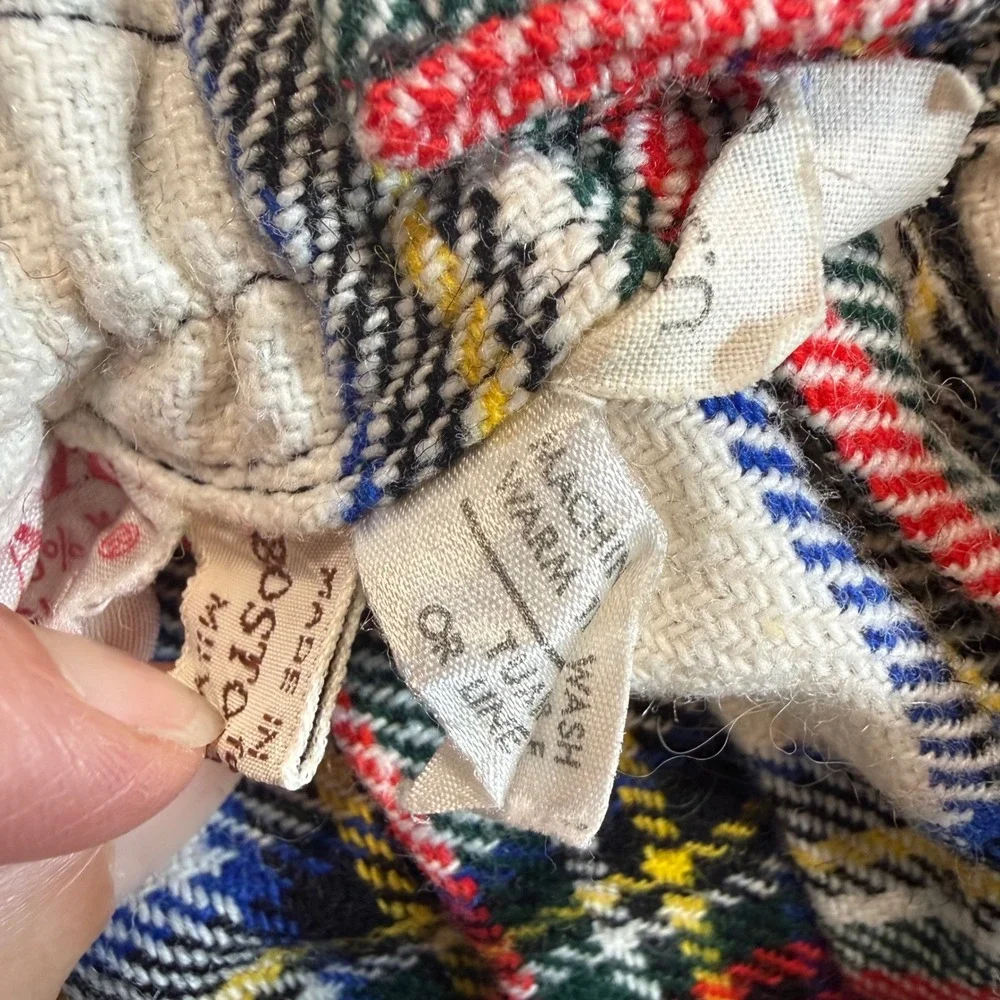 Vintage Clanric Kids Plaid Pinafore Skirt Made in England Wool Blend Tartan Kilt